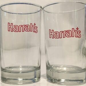 Harrah's Casino Reno-Lake Tahoe 4" Tall (Set of 2) Cocktail Bar Glasses #1945