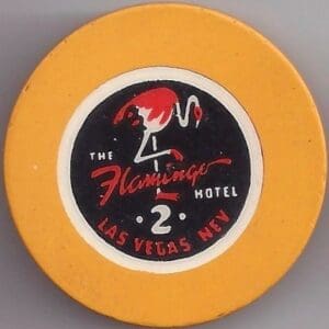 Flamingo #2 Yellow Roulette Casino Chip Las Vegas, Nevada