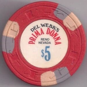 $5 Prima Donna (Del Webb's) Casino Chip Reno, NV #1159