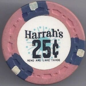 $0.25 Harrah's Fractional (Sm Crown) Casino Chip Reno/Lake Tahoe, NV #1307