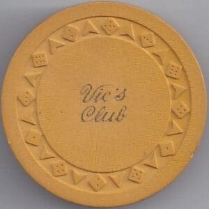 Vic's Club (Yellow) Roulette Casino Chip Winnemucca, NV #1388
