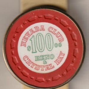 $100 Nevada Club Casino Chip Money Clip Reno & Crystal Bay Lake Tahoe, Nevada #5433